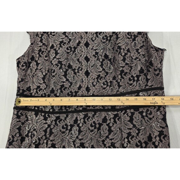 Nightway Lace Mermaid Gown Long Formal Dress Metallic Black MOB Glam Party 18W - Picture 15 of 16